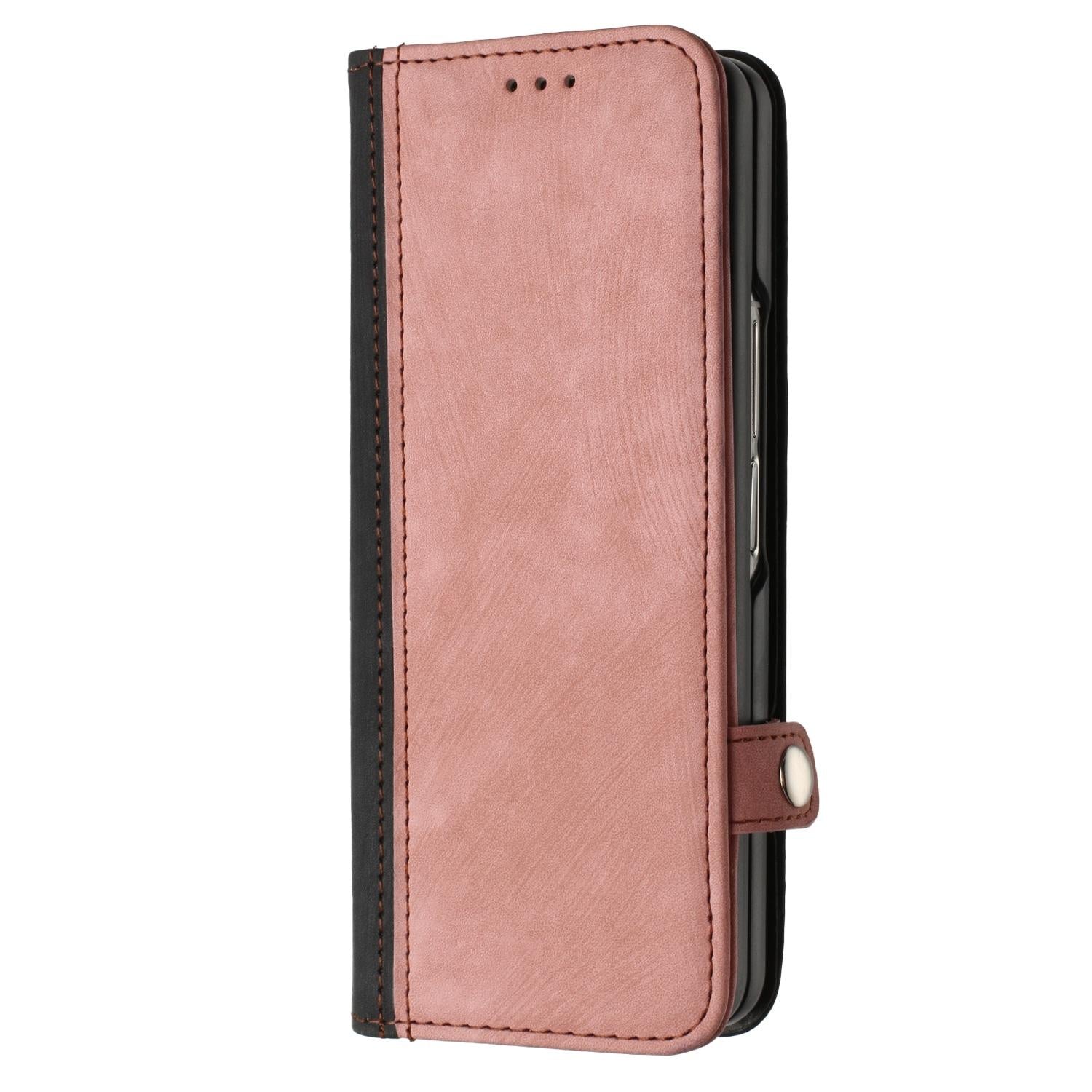 For Samsung Galaxy Z Fold4 5G Leather Phone Case With Side Buckle - Brown