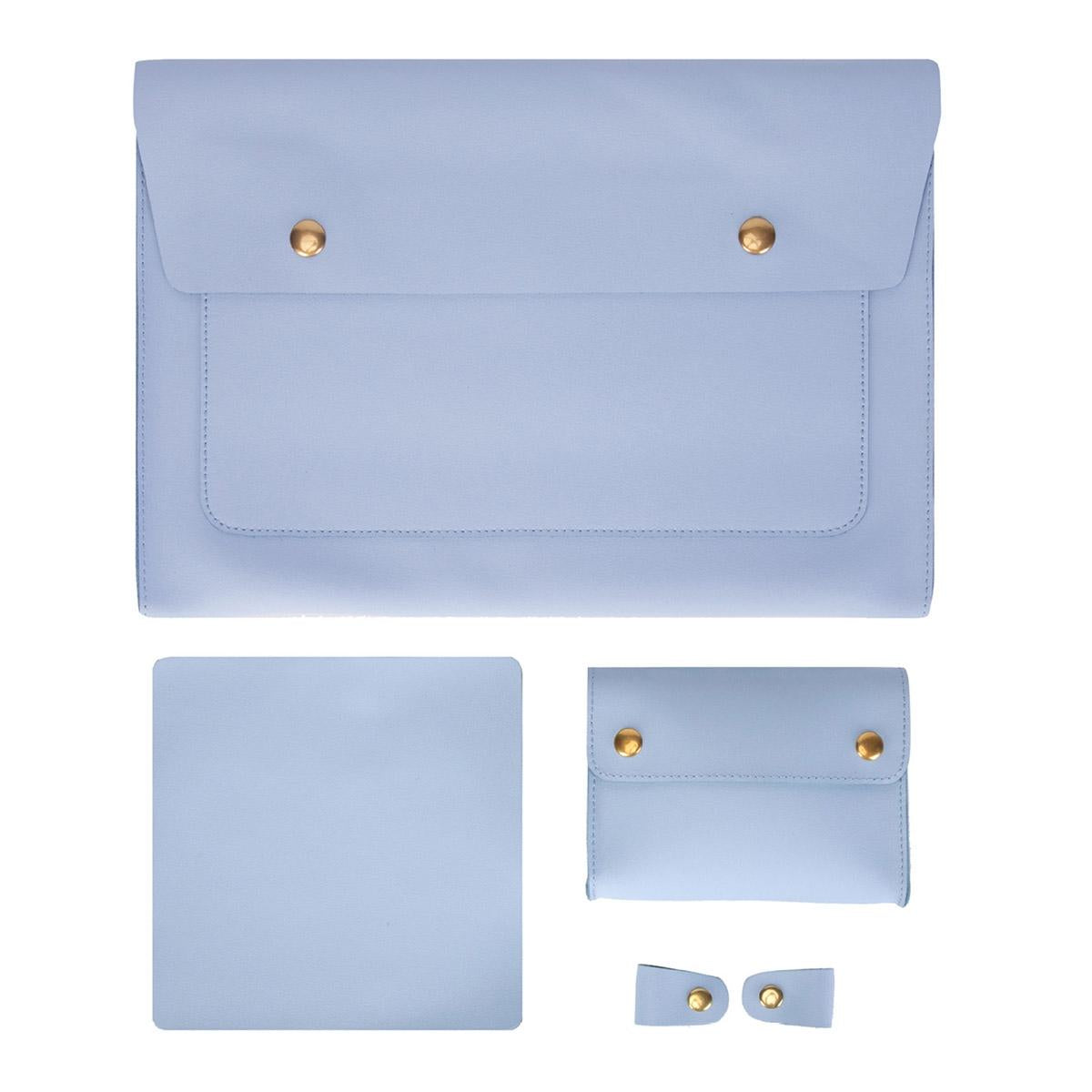 Waterproof Leather Laptop Liner Bag - 15 Inches 3-in-1 Design - Baby Blue 11