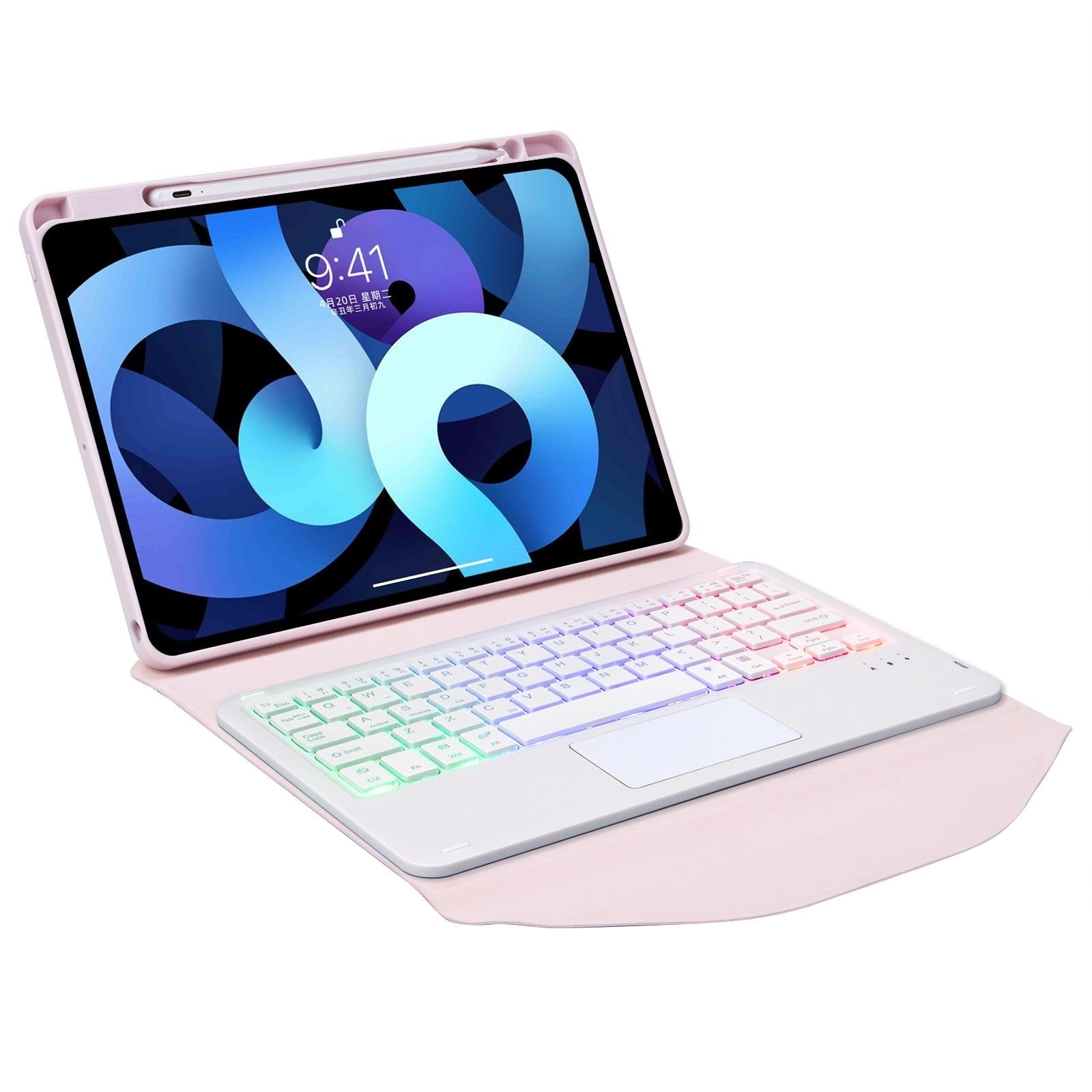 Bluetooth Keyboard Leather Case For Ipad 10.2 - Touchpad Backlight Pen Slot - 2021 / 2020 / 2019 - Sky Blue 7
