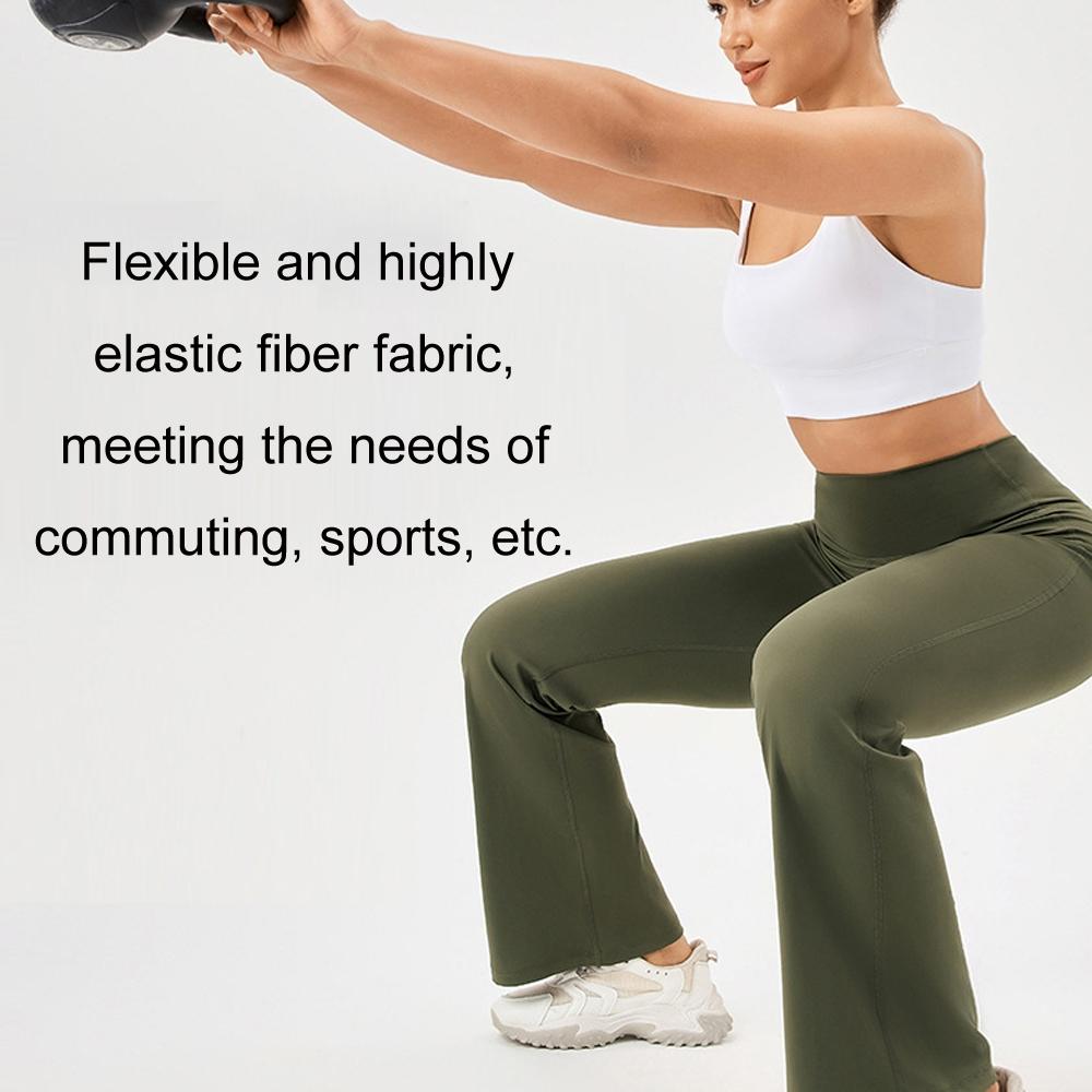 High Waisted Elastic Yoga Flared Pants Size L - Wine Red - Xl 5