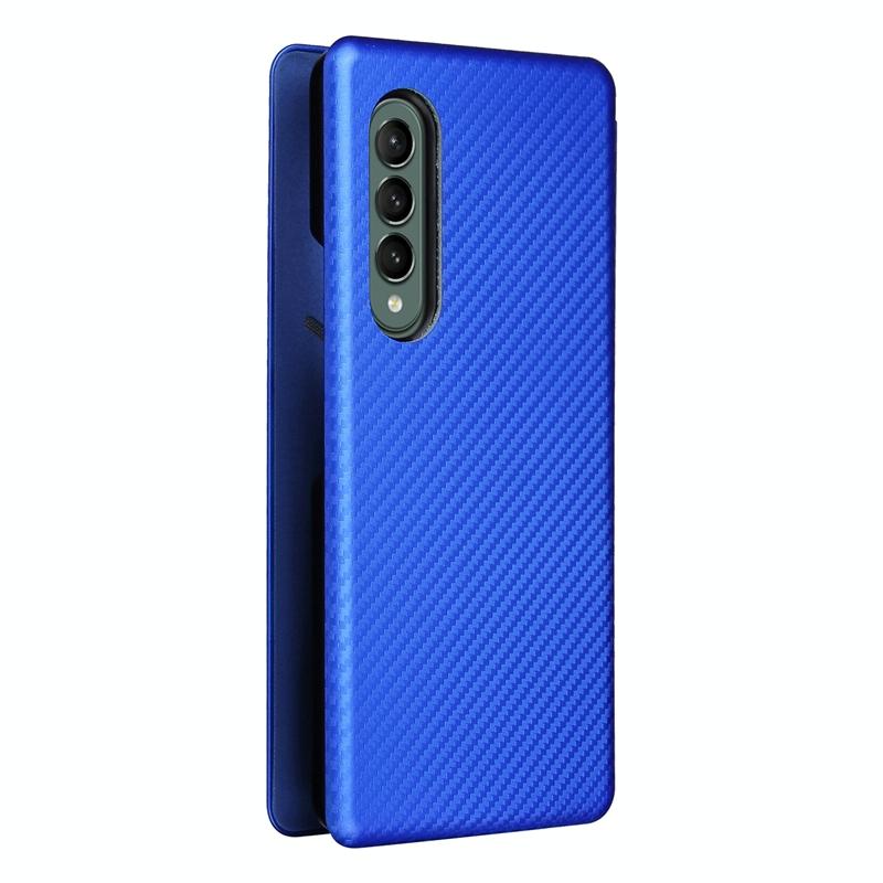 For Samsung Galaxy Z Fold4 5G Carbon Fiber Flip Leather Case - Green 4