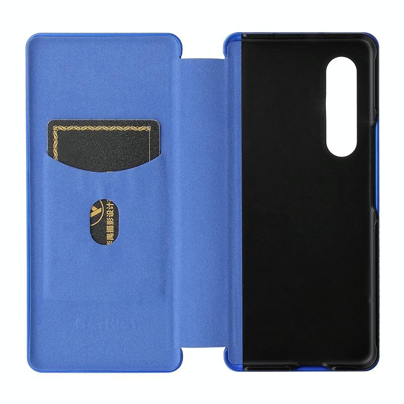 For Samsung Galaxy Z Fold4 5G Carbon Fiber Flip Leather Case - Green 5