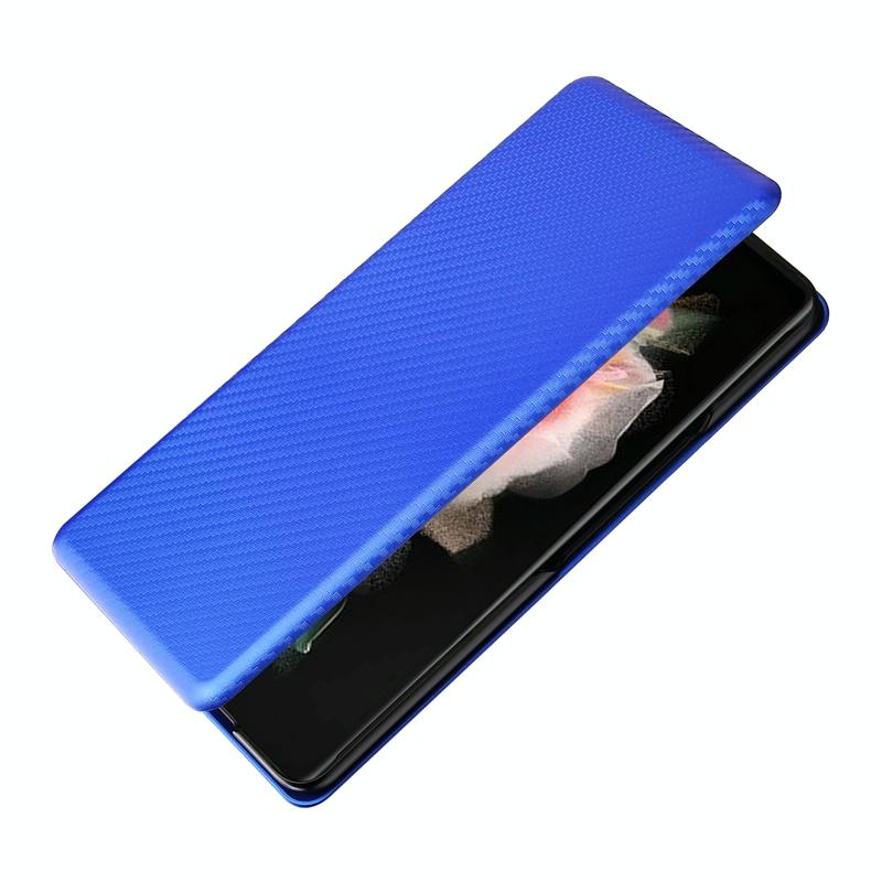 For Samsung Galaxy Z Fold4 5G Carbon Fiber Flip Leather Case - Green 7