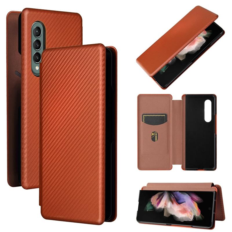For Samsung Galaxy Z Fold4 5G Carbon Fiber Flip Leather Case - Green 8
