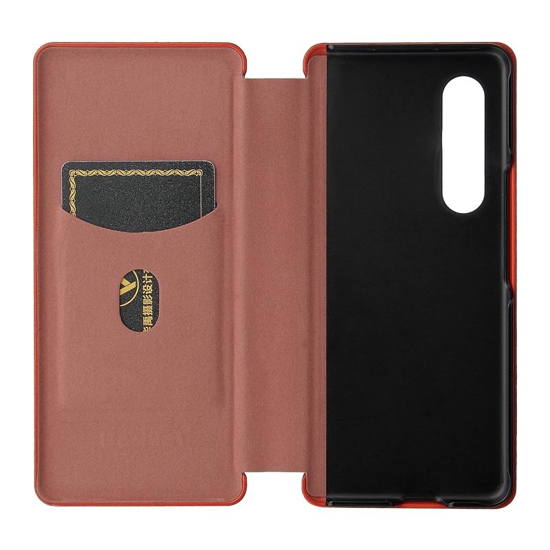 For Samsung Galaxy Z Fold4 5G Carbon Fiber Flip Leather Case - Green 11