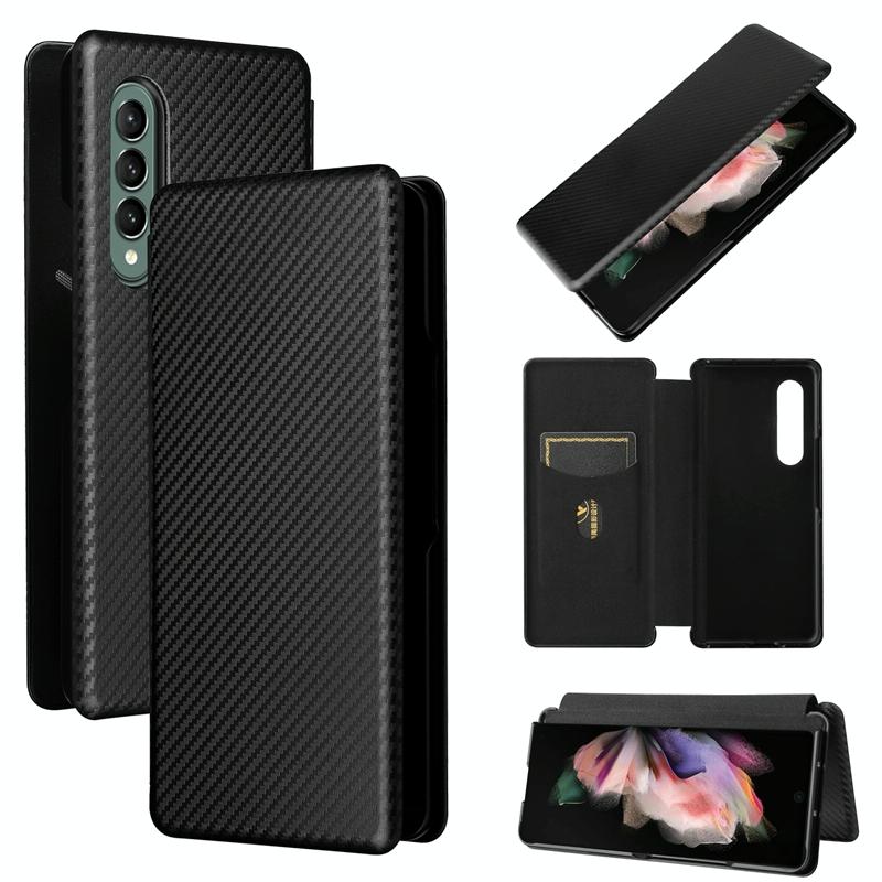 For Samsung Galaxy Z Fold4 5G Carbon Fiber Flip Leather Case - Green 14