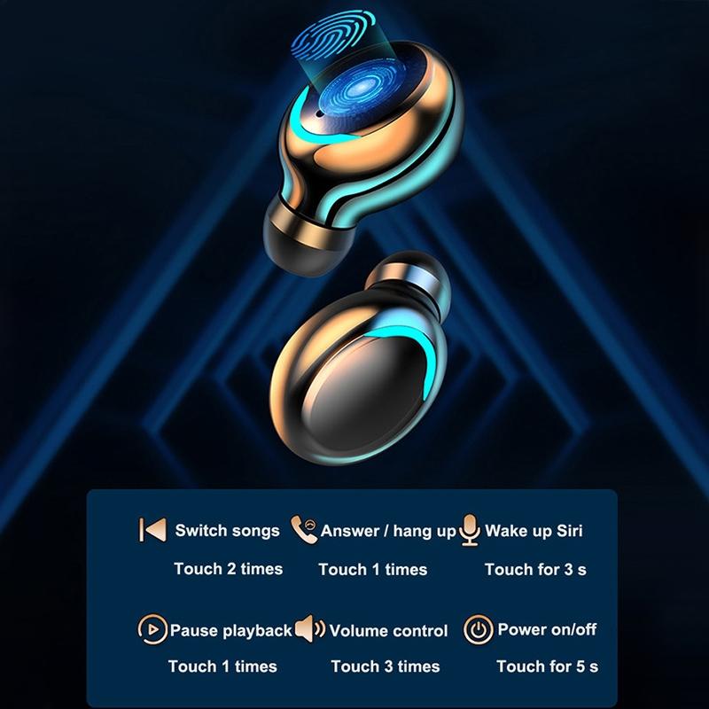 Macaron Series Bluetooth Earphones with Breathing Light & Noise Reduction - Dark Blue 4