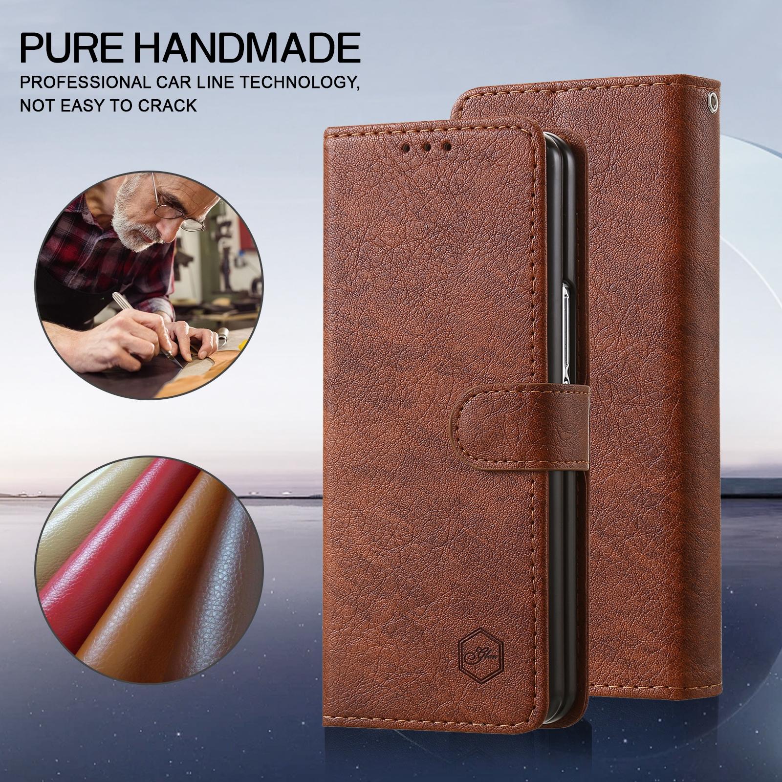For Samsung Galaxy Z Fold4 5G Leather Texture Phone Case - Pu Tpu - Champagne 10