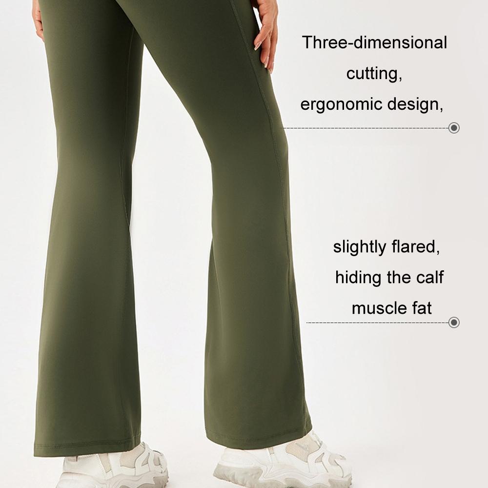 High Waisted Elastic Yoga Flared Pants Size L - Wine Red - Xxl 7