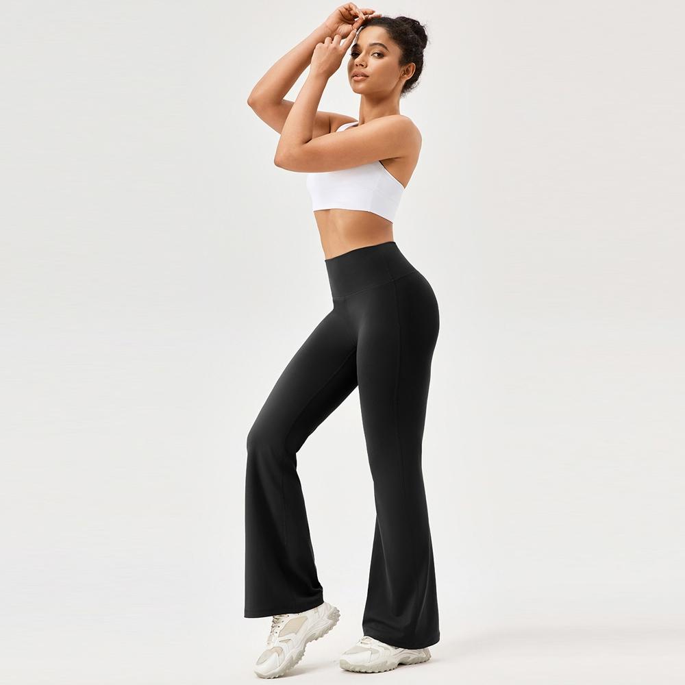 High Waisted Elastic Yoga Flared Pants Size L - Wine Red - Xxl 9