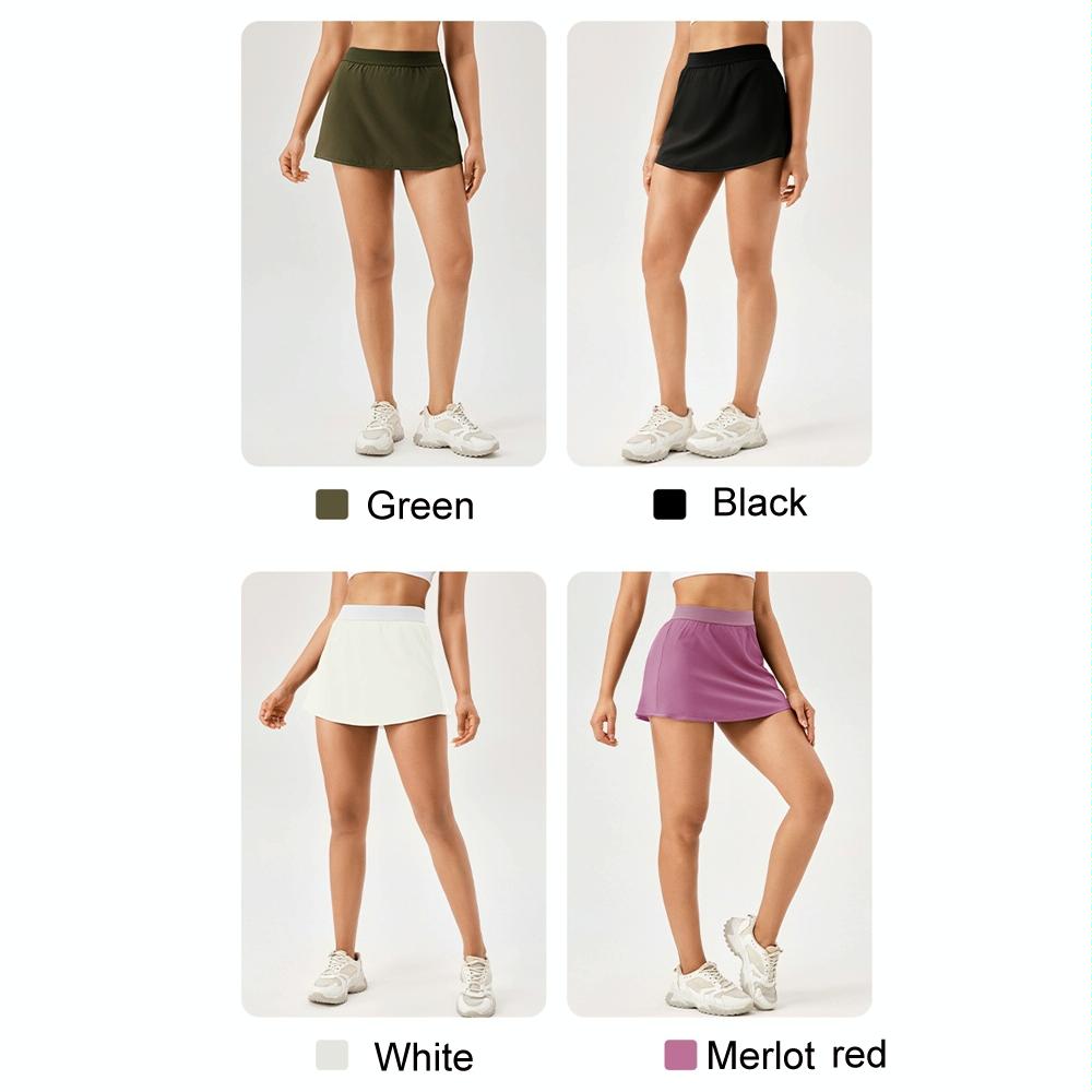 Quick Drying Women Yoga Skirt Pants Breathable & Fake Two Piece Size L - Merlot Red - Xxl 4