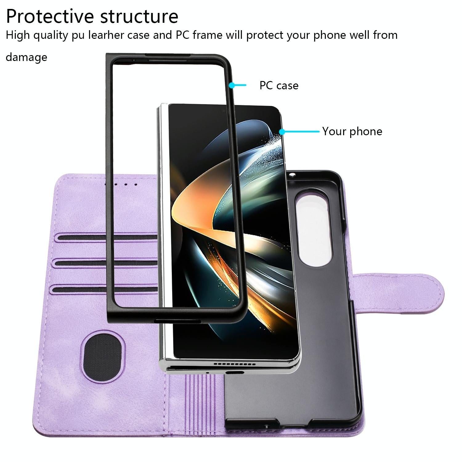 For Samsung Galaxy Z Fold4 5G Smooth Leather Phone Case - Line Pattern - Coffee 6
