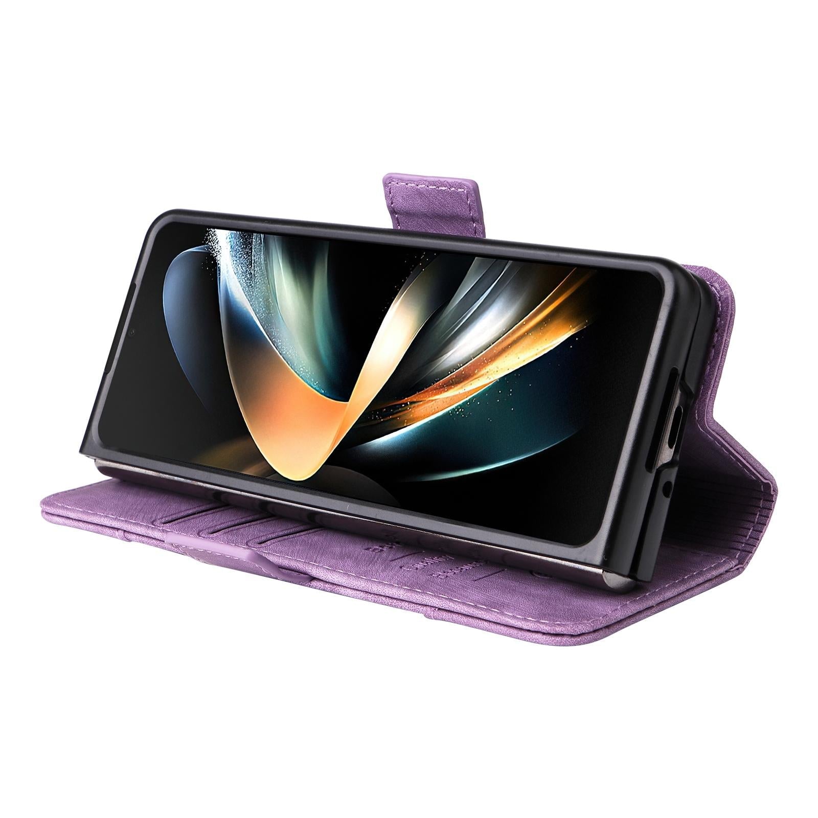 For Samsung Galaxy Z Fold4 5G Leather Dual Buckle Phone Case - Green 6