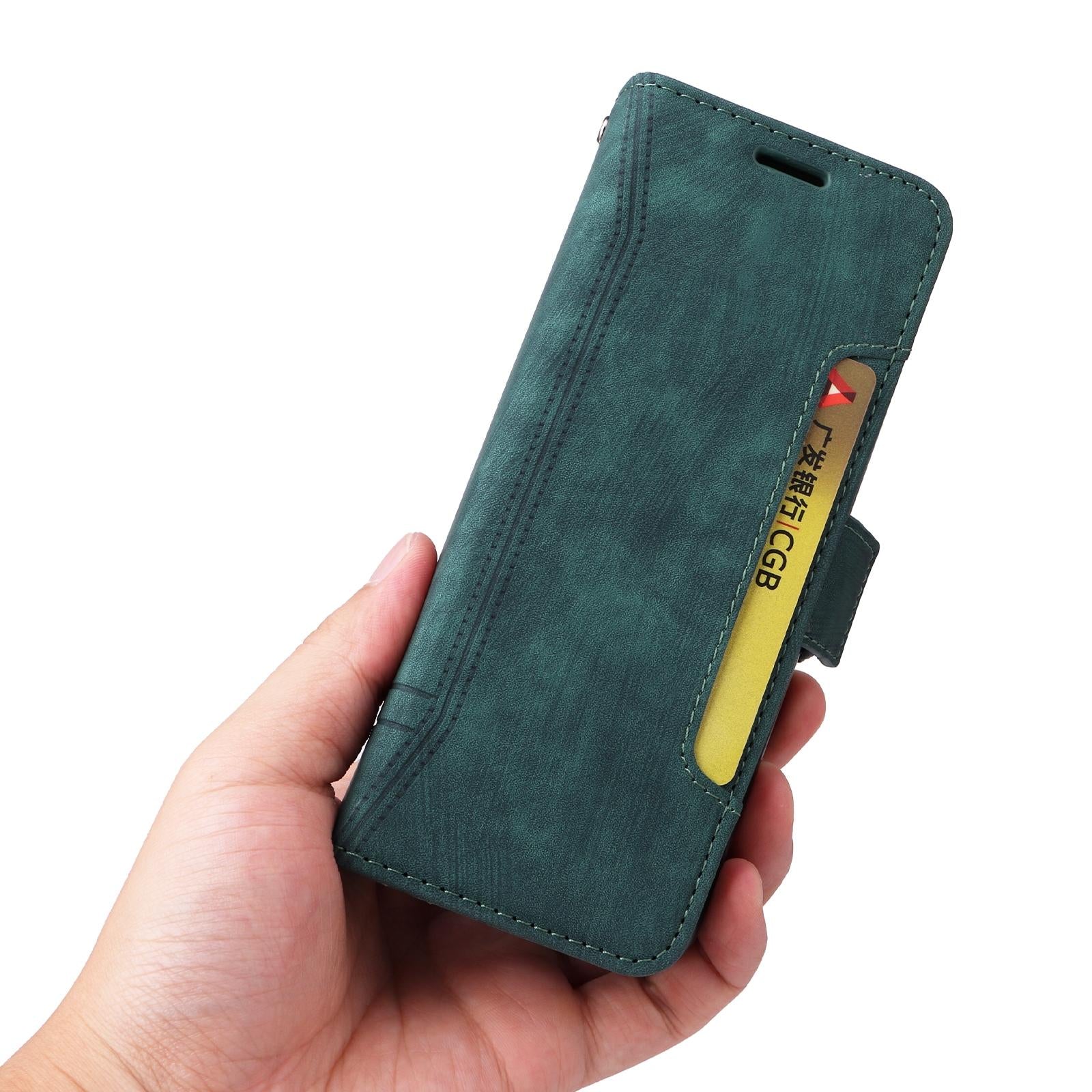 For Samsung Galaxy Z Fold4 5G Leather Dual Buckle Phone Case - Green 13
