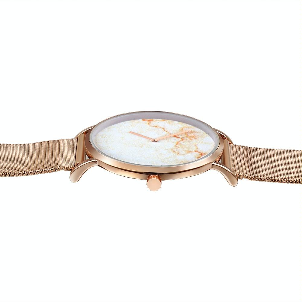 Stylish Women Quartz Watch with Gold Alloy Case and Stainless Steel Band - Round Dial - Wa0727D 5