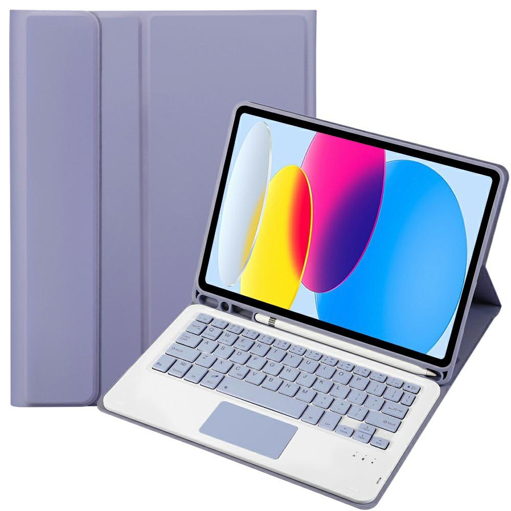2022 Ipad 10.9 Lambskin Bluetooth Keyboard Case With Pen Slot - Dark Blue 6