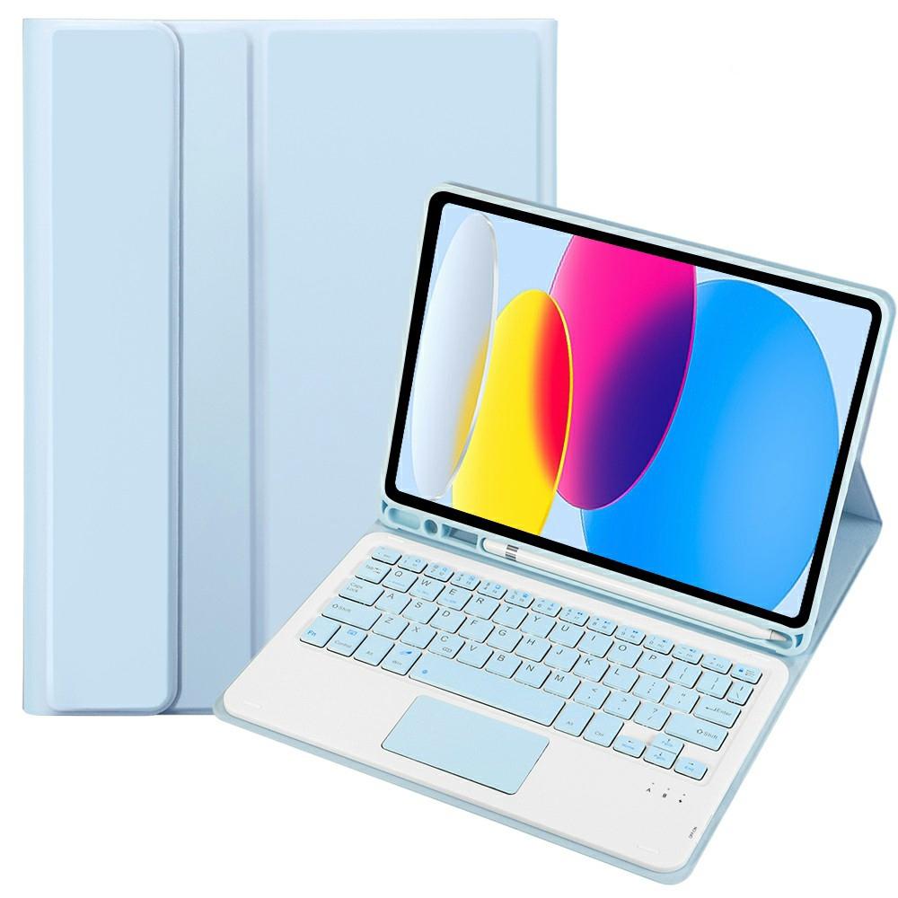 2022 Ipad 10.9 Lambskin Bluetooth Keyboard Case With Pen Slot - Dark Blue 10