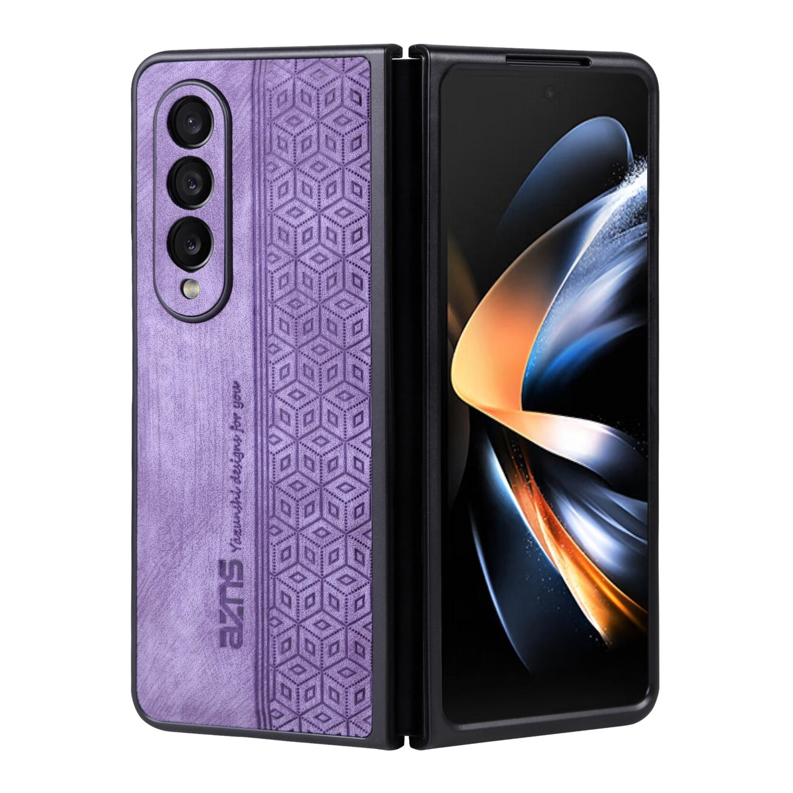 For Samsung Galaxy z Fold4 5G Embossed 3d Skin Texture Phone Case - Sleek Design - Purple 8