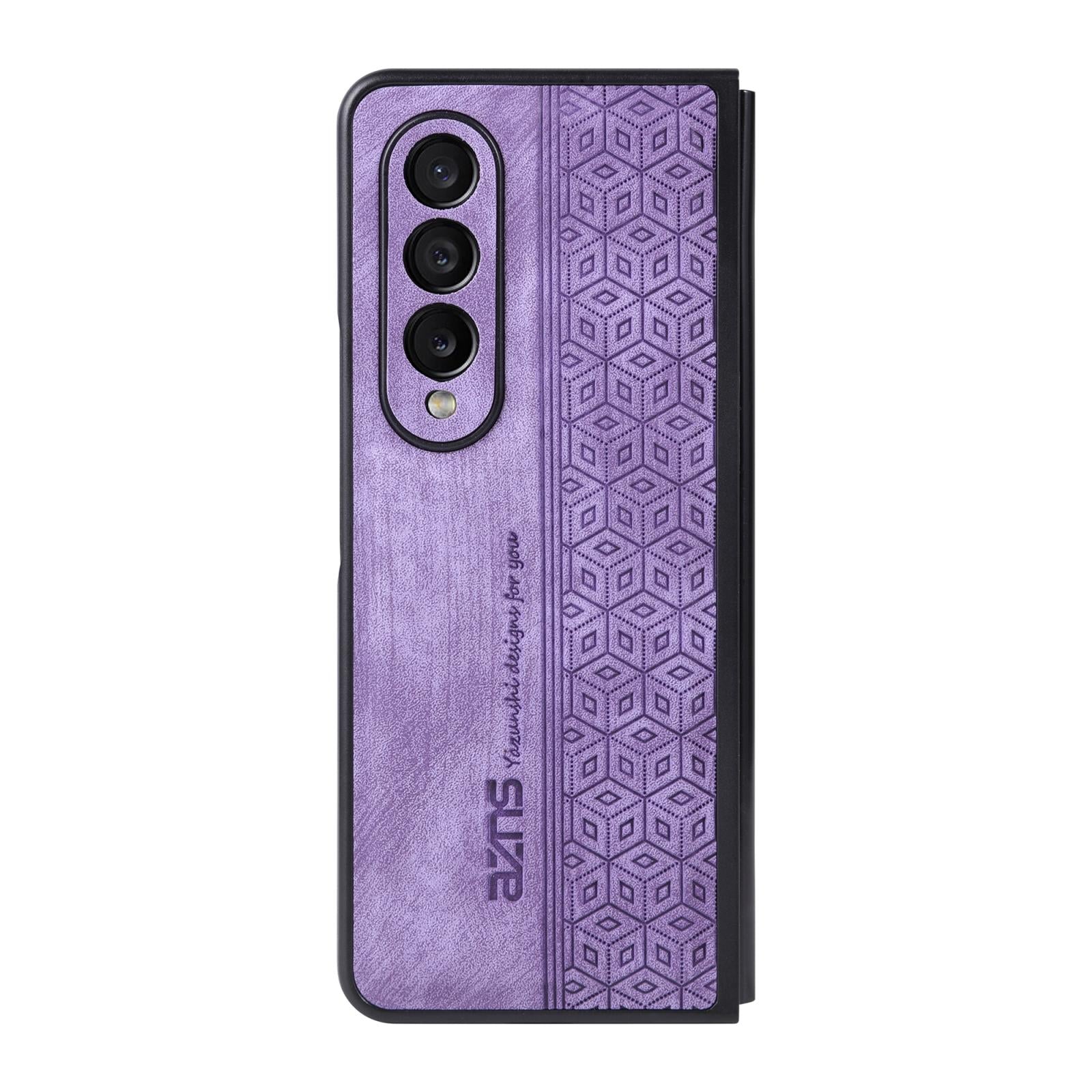 For Samsung Galaxy z Fold4 5G Embossed 3d Skin Texture Phone Case - Sleek Design - Purple 9