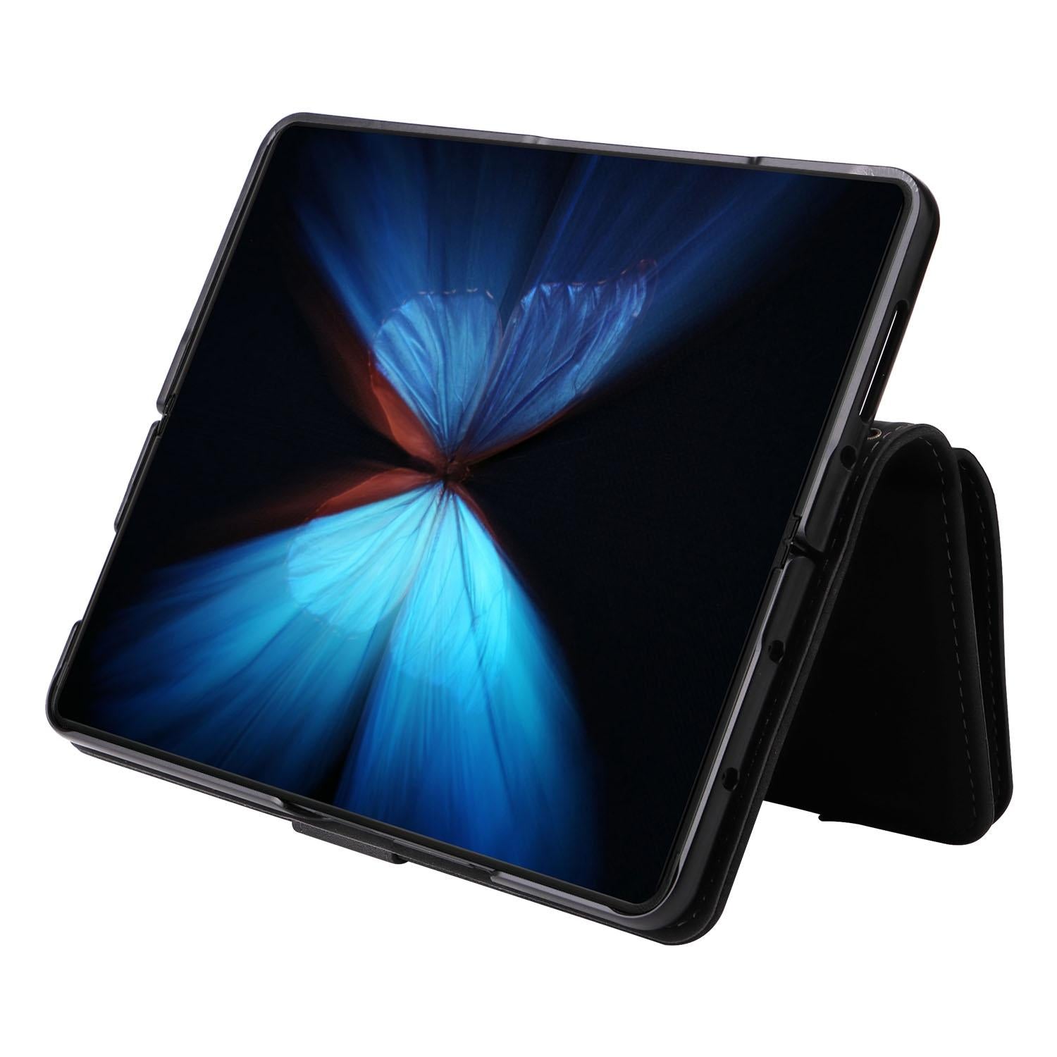 For Samsung Galaxy Z Fold4 5G Frosted Leather Zip Wallet - Compact And Stylish - Brown 13