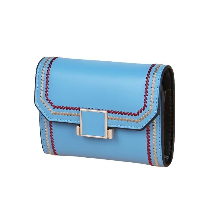 Snap Button Rfid Leather Wallet - Compact Design - Dark Blue 8