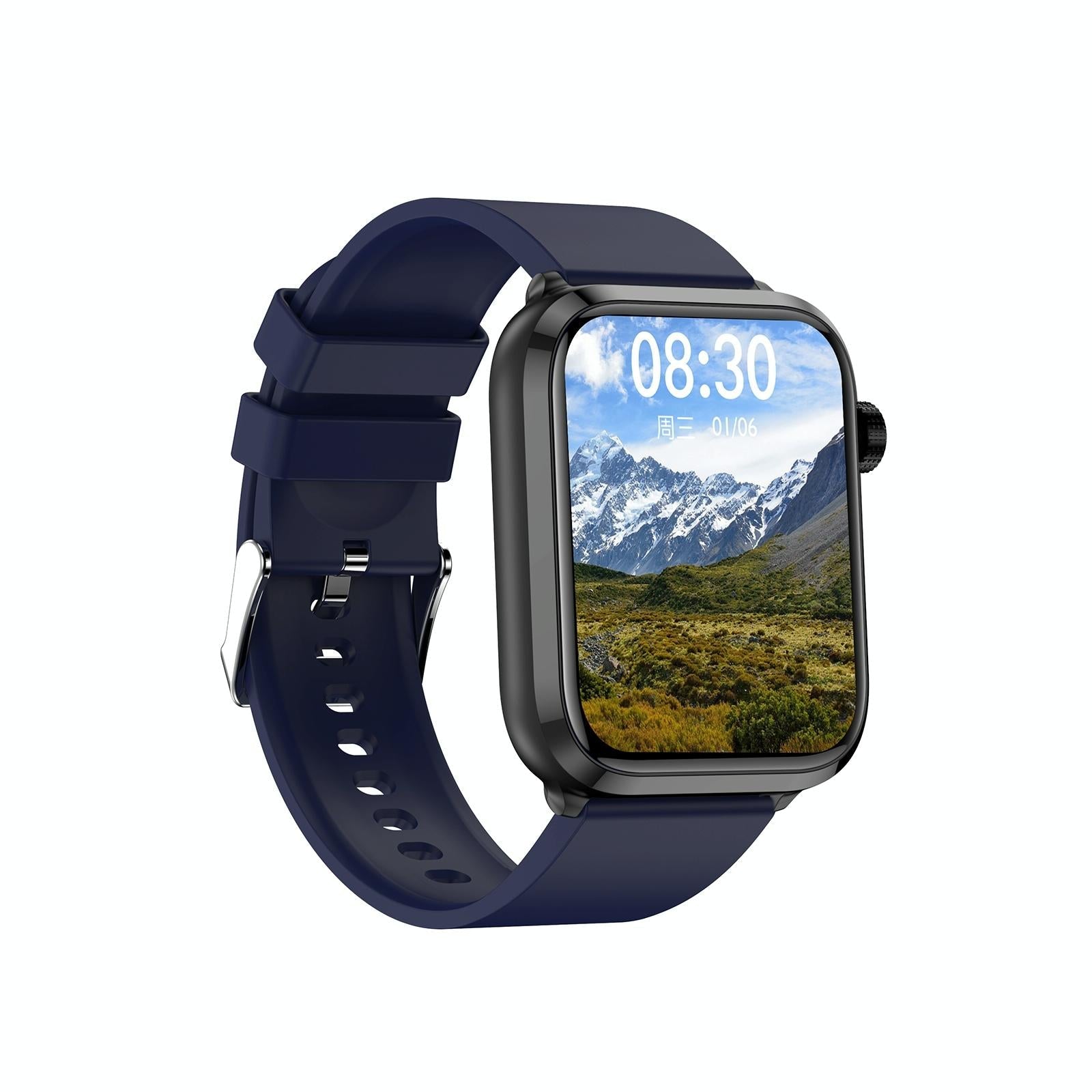 1.91 Inch Ips Screen Ip67 Waterproof Silicone Band Smart Watch Support Body Temperature Monitoring / Ecg - Dark Blue 3