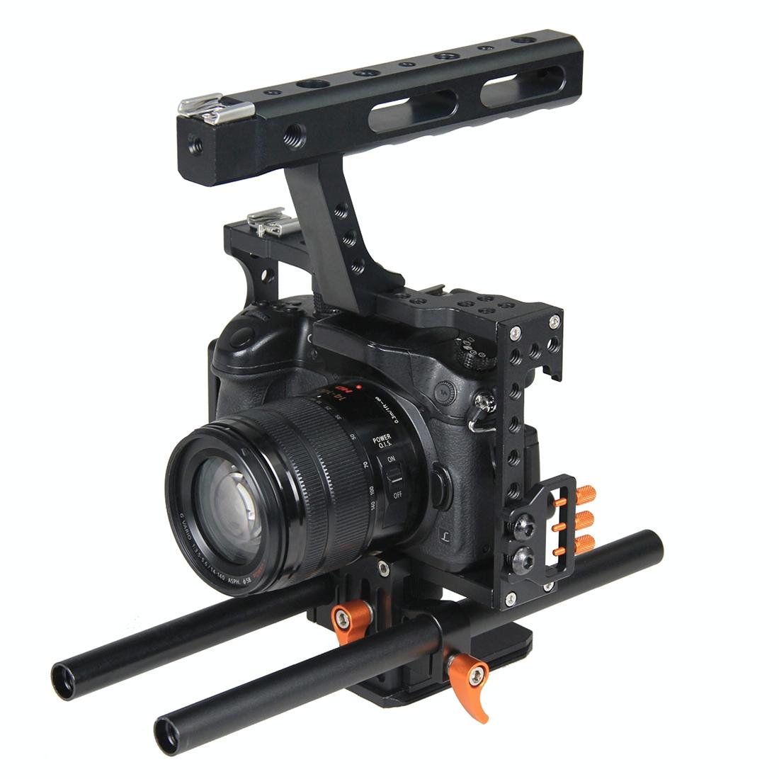 Video Camera Cage Stabilizer For Panasonic Lumix Dmc-Gh4 / Sony A7 Series - Orange 3