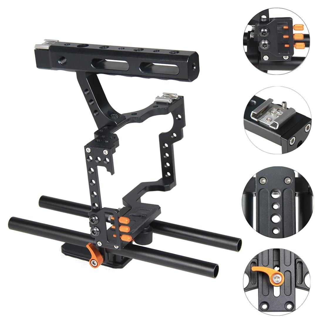 Video Camera Cage Stabilizer For Panasonic Lumix Dmc-Gh4 / Sony A7 Series - Orange 9