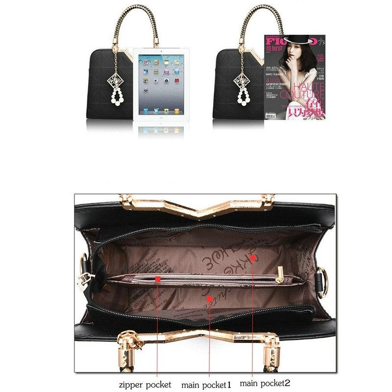 Women Zipper Shoulder Bag with Phone Pocket and Crossbody Strap - Pink 6
