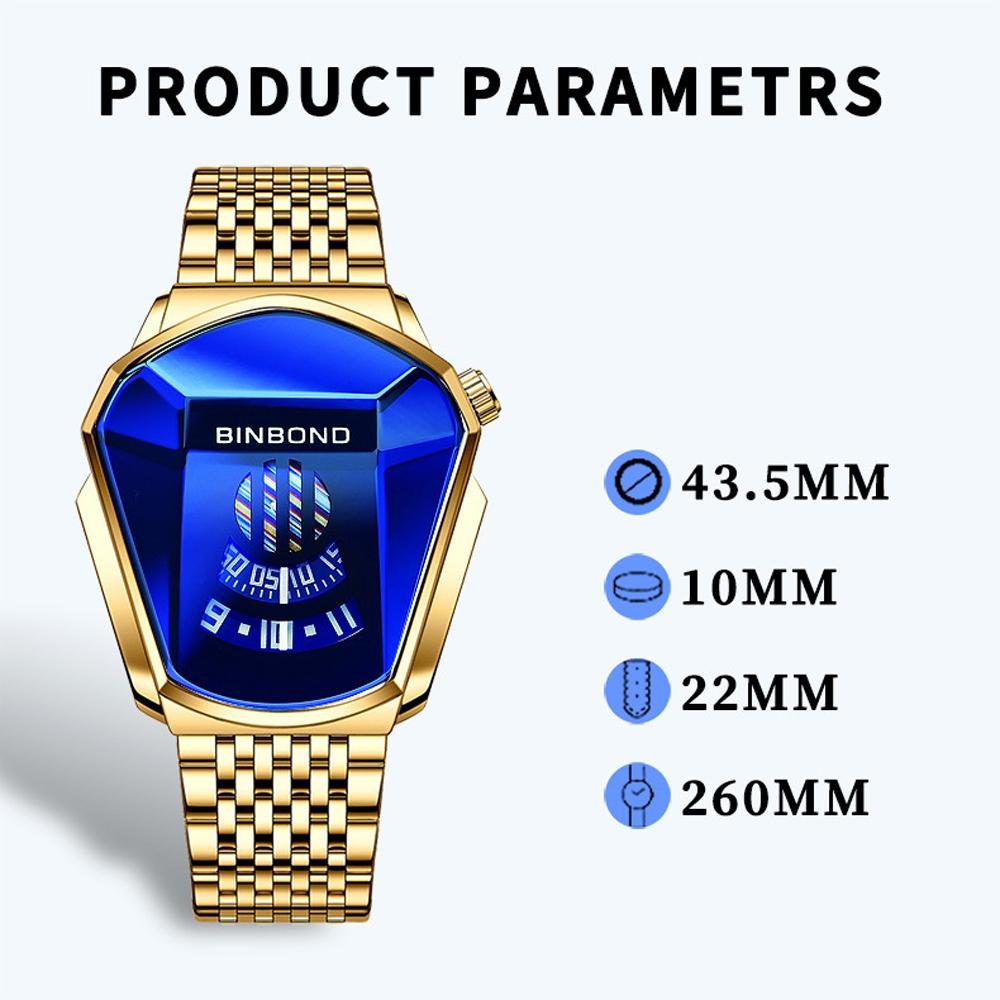 Black Steel Belt Men Watch with Live Technology - White Steel Blue Face 4