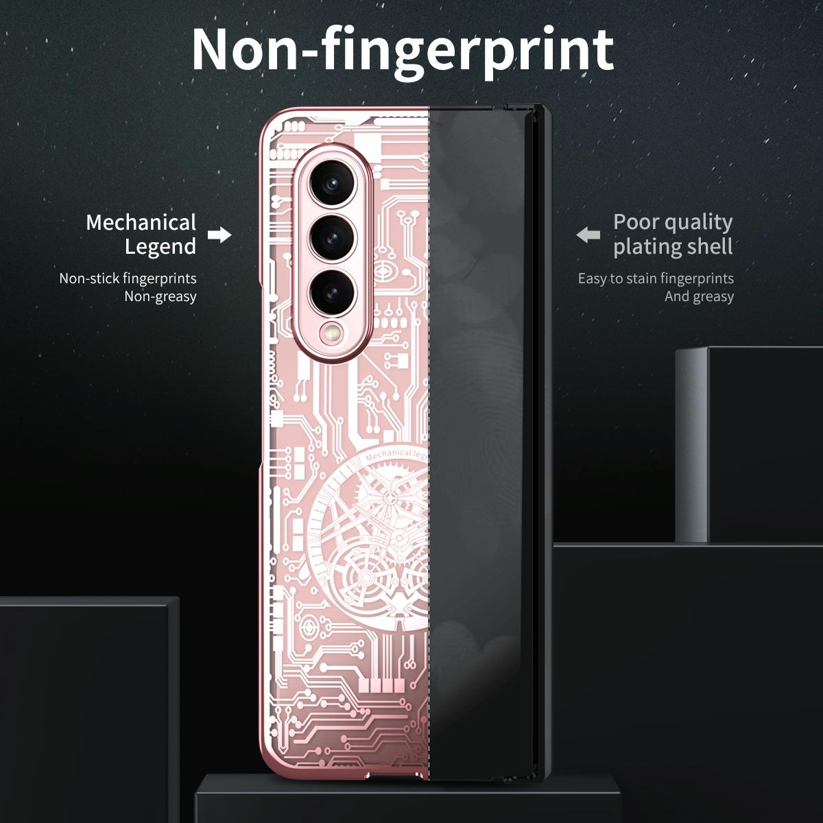 For Samsung Galaxy Z Fold4 5G Foldable Electroplated Phone Case - Mechanical Legend 4. - Black 5