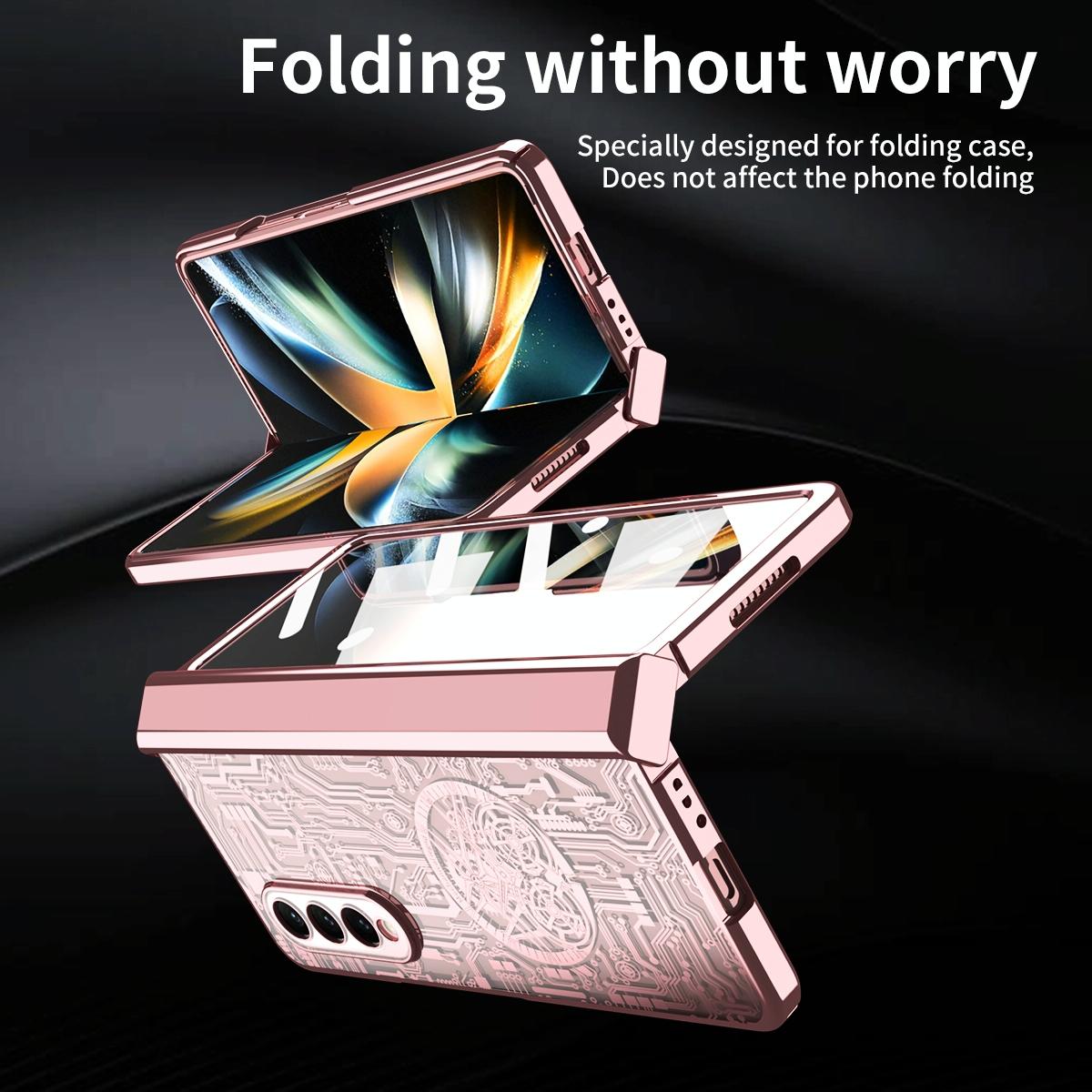 For Samsung Galaxy Z Fold4 5G Foldable Electroplated Phone Case - Mechanical Legend 4. - Black 6