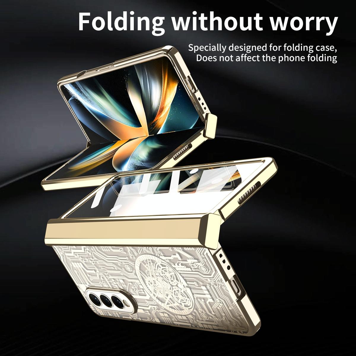 For Samsung Galaxy Z Fold4 5G Foldable Electroplated Phone Case - Mechanical Legend 4. - Black 12