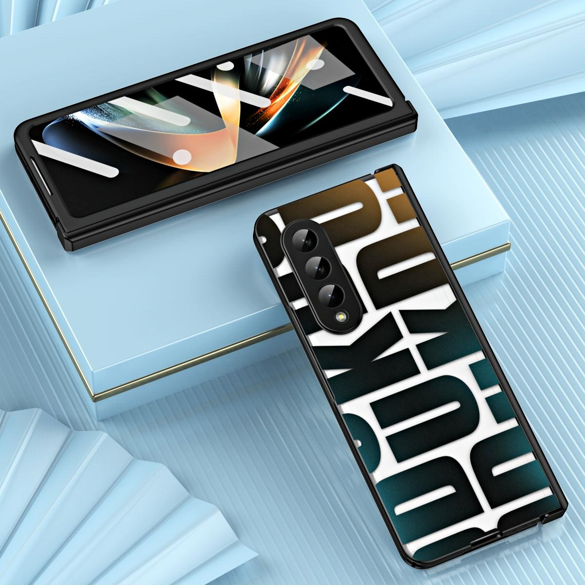 For Samsung Galaxy Z Fold4 5G Foldable Electroplated Phone Case With Hinge - Black 4