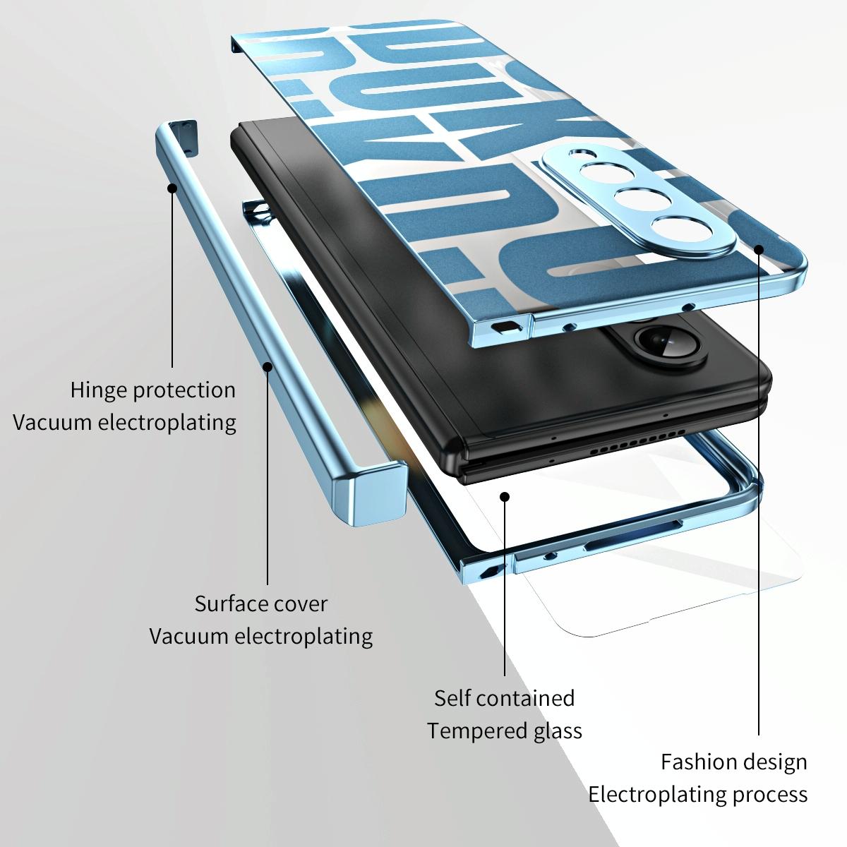 For Samsung Galaxy Z Fold4 5G Foldable Electroplated Phone Case With Hinge - Black 8