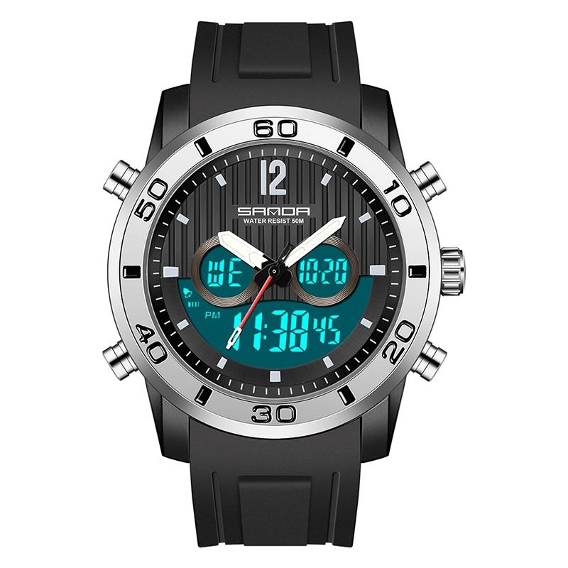Men Outdoor Sports Shockproof Electronic Watch with Dual Digital Display and Luminous Feature - Full Black 5