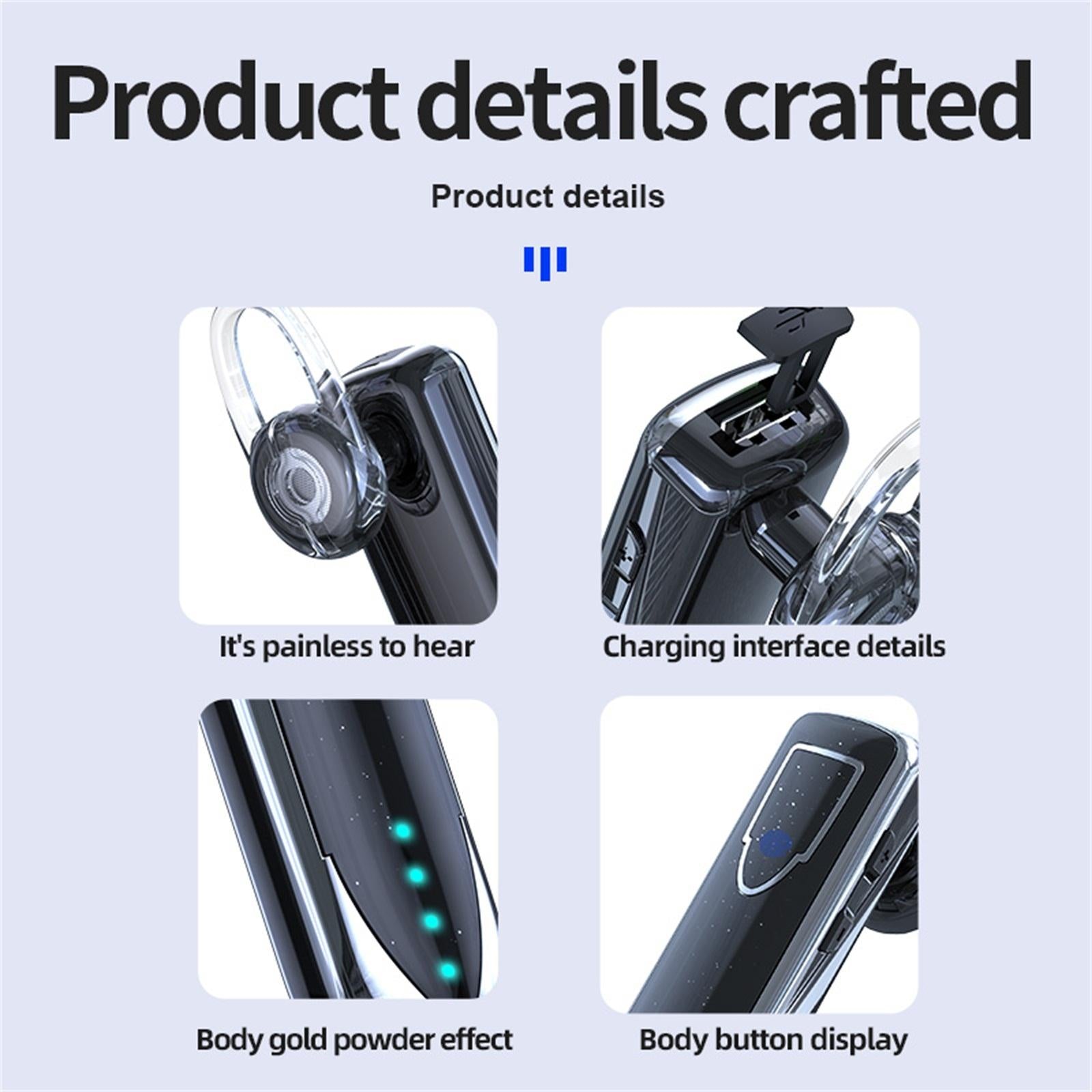 Business Style Bluetooth 5.0 Earphone with Touch Switch - Pink 8
