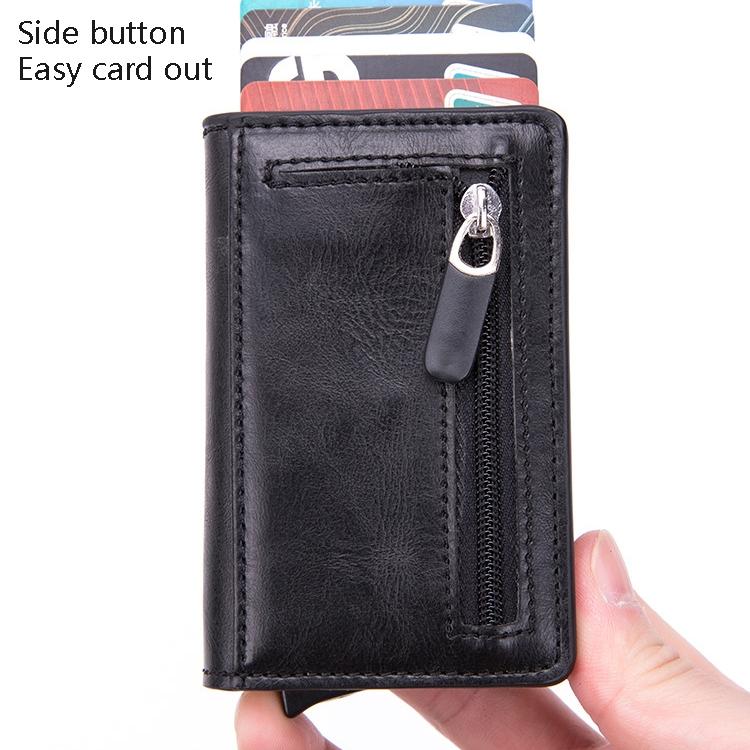 Stainless Steel Rfid Credit Card Holder - Compact Design - Wood Grain Apricot 8