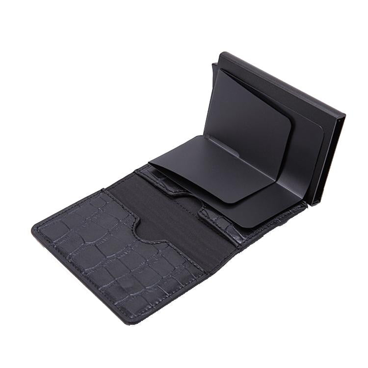 Stainless Steel Rfid Credit Card Holder - Compact Design - Wood Grain Apricot 10