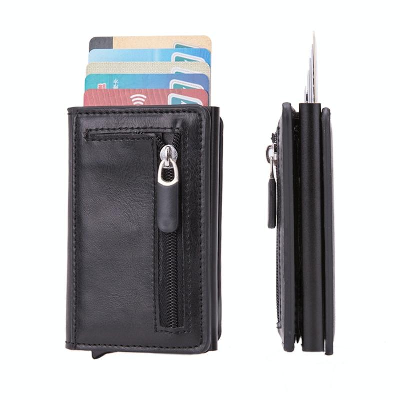 Stainless Steel Rfid Credit Card Holder - Compact Design - Wood Grain Apricot 14