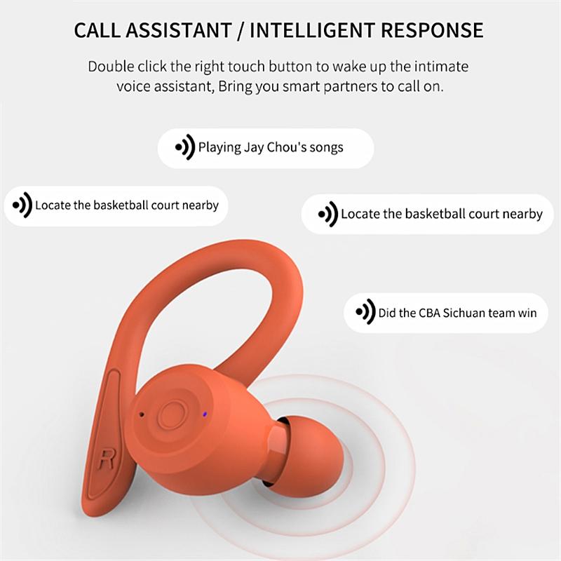 Waterproof T20 Tws Bluetooth Earphones with Charging Box and Noise-cancelling Hooks - Pink 7