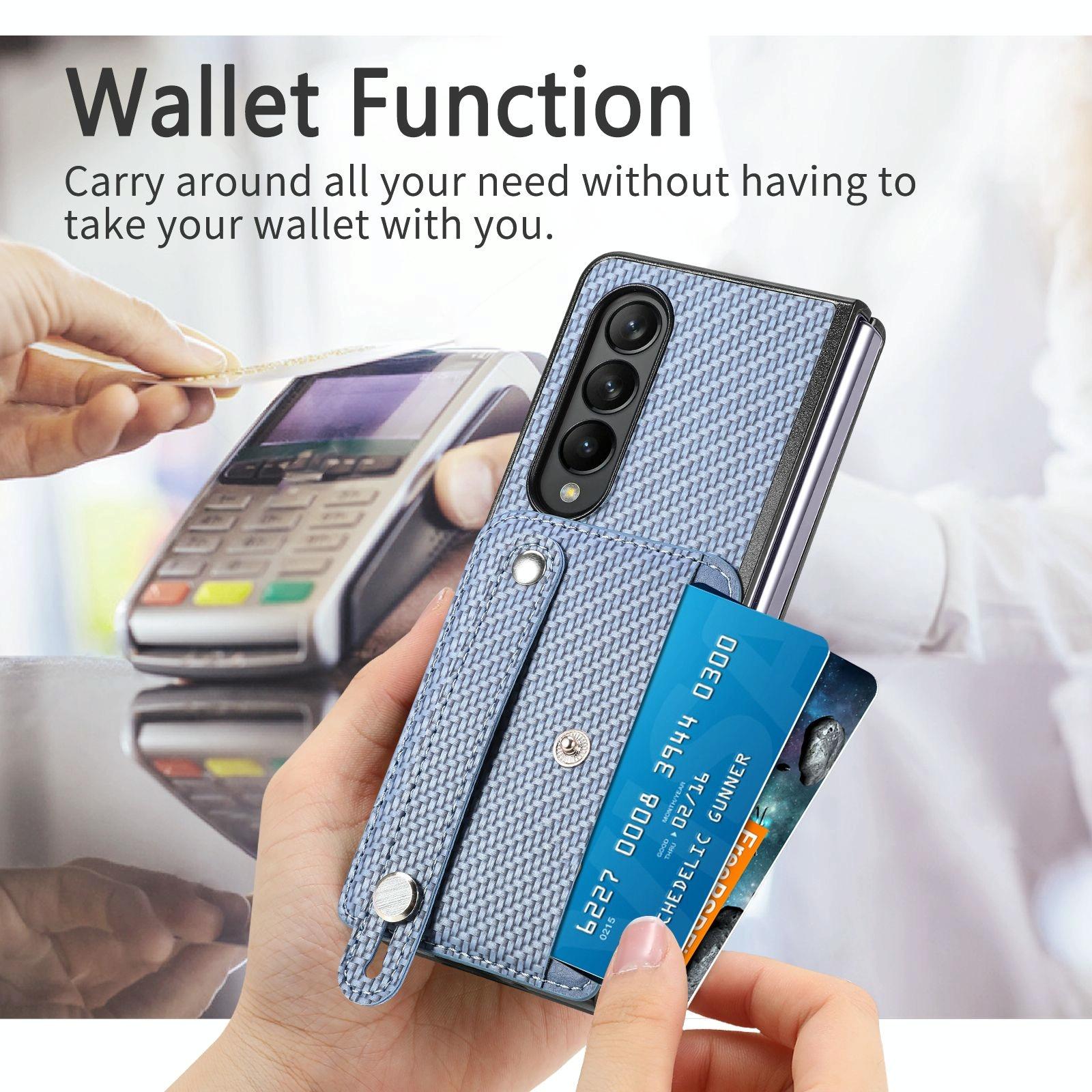 For Samsung Galaxy Z Fold4 5G Wristband Phone Case - Khaki 6