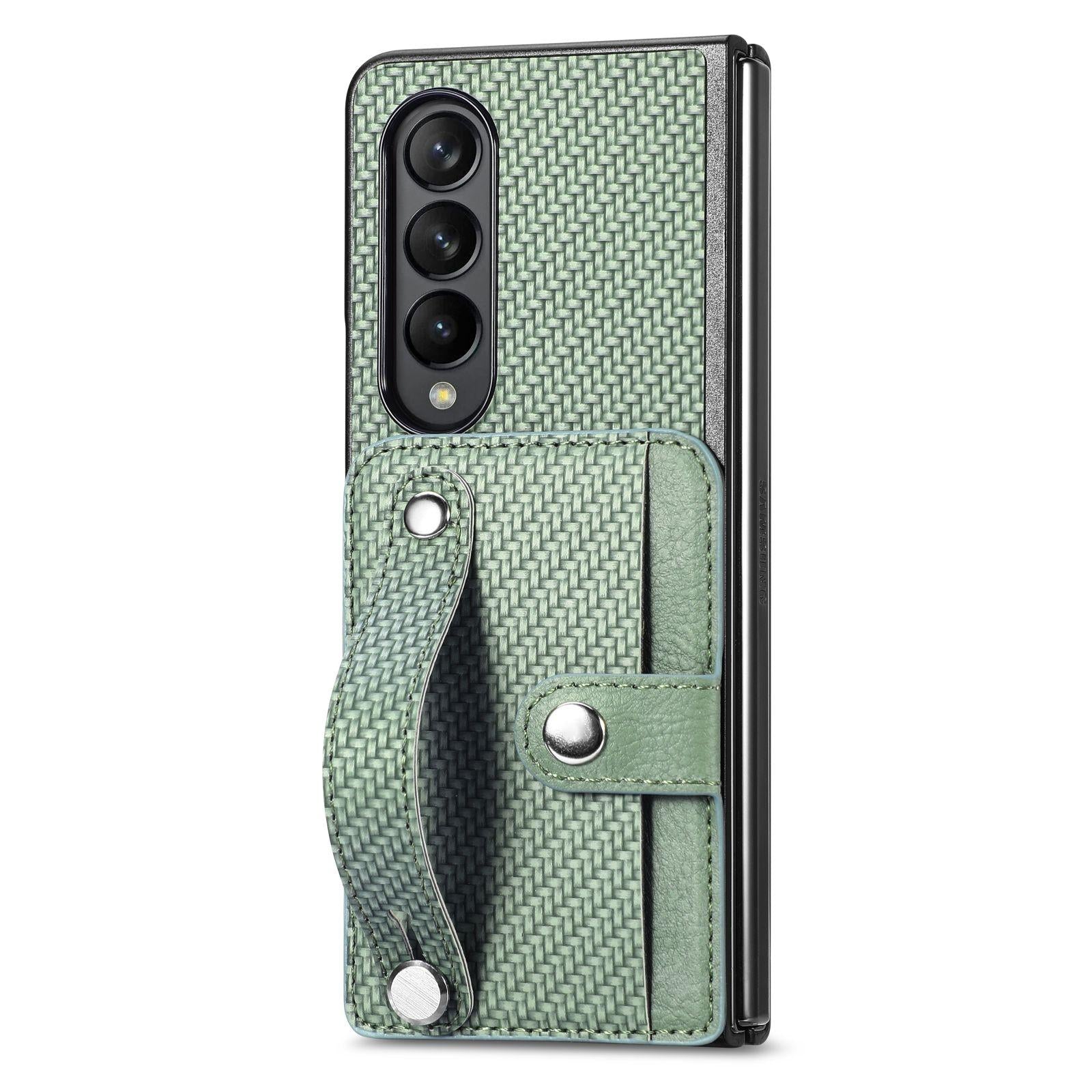 For Samsung Galaxy Z Fold4 5G Wristband Phone Case - Khaki 9