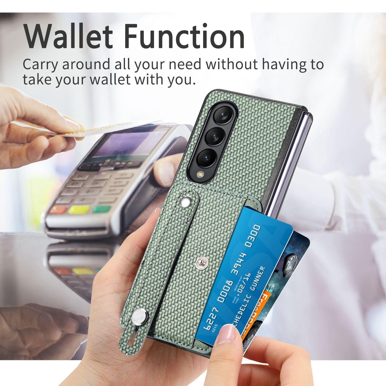 For Samsung Galaxy Z Fold4 5G Wristband Phone Case - Khaki 12