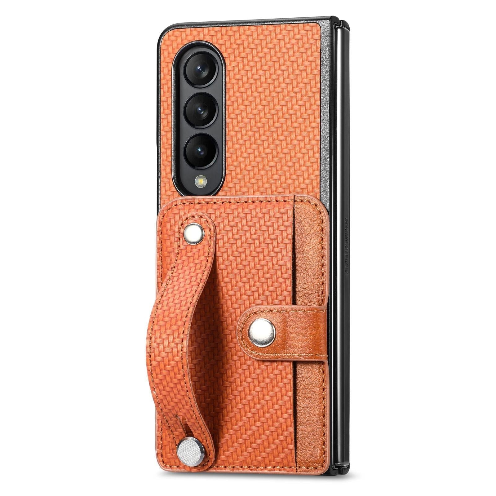 For Samsung Galaxy Z Fold4 5G Wristband Phone Case - Khaki 14