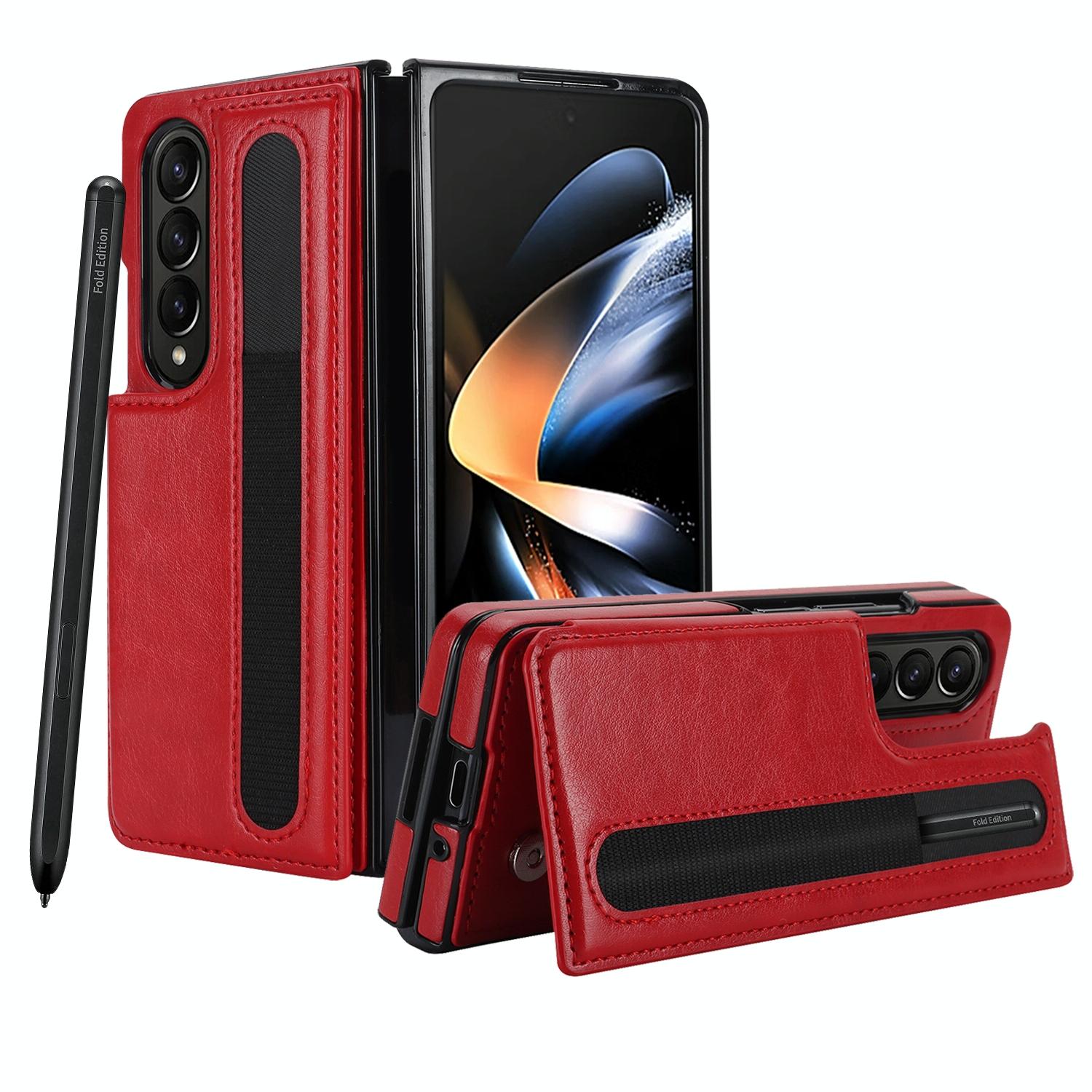 For Samsung Galaxy Z Fold4 5G Double Buckle Foldable Phone Case With Pen Slot - Purple 3