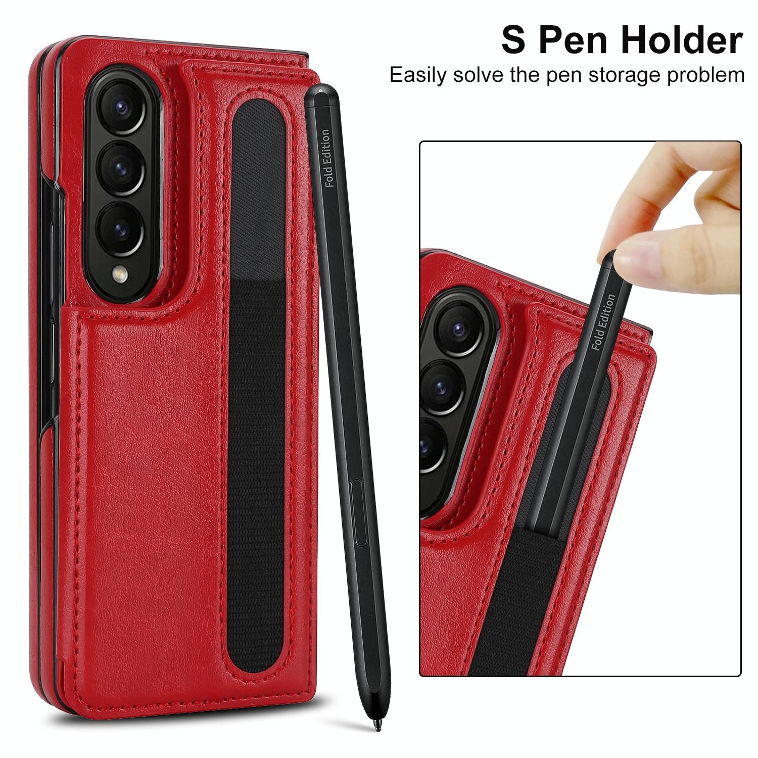 For Samsung Galaxy Z Fold4 5G Double Buckle Foldable Phone Case With Pen Slot - Purple 4