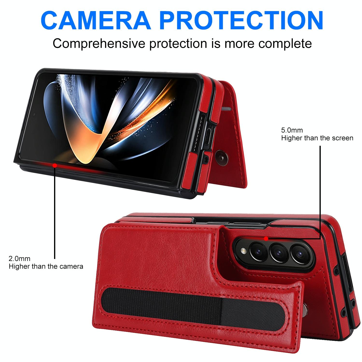 For Samsung Galaxy Z Fold4 5G Double Buckle Foldable Phone Case With Pen Slot - Purple 5