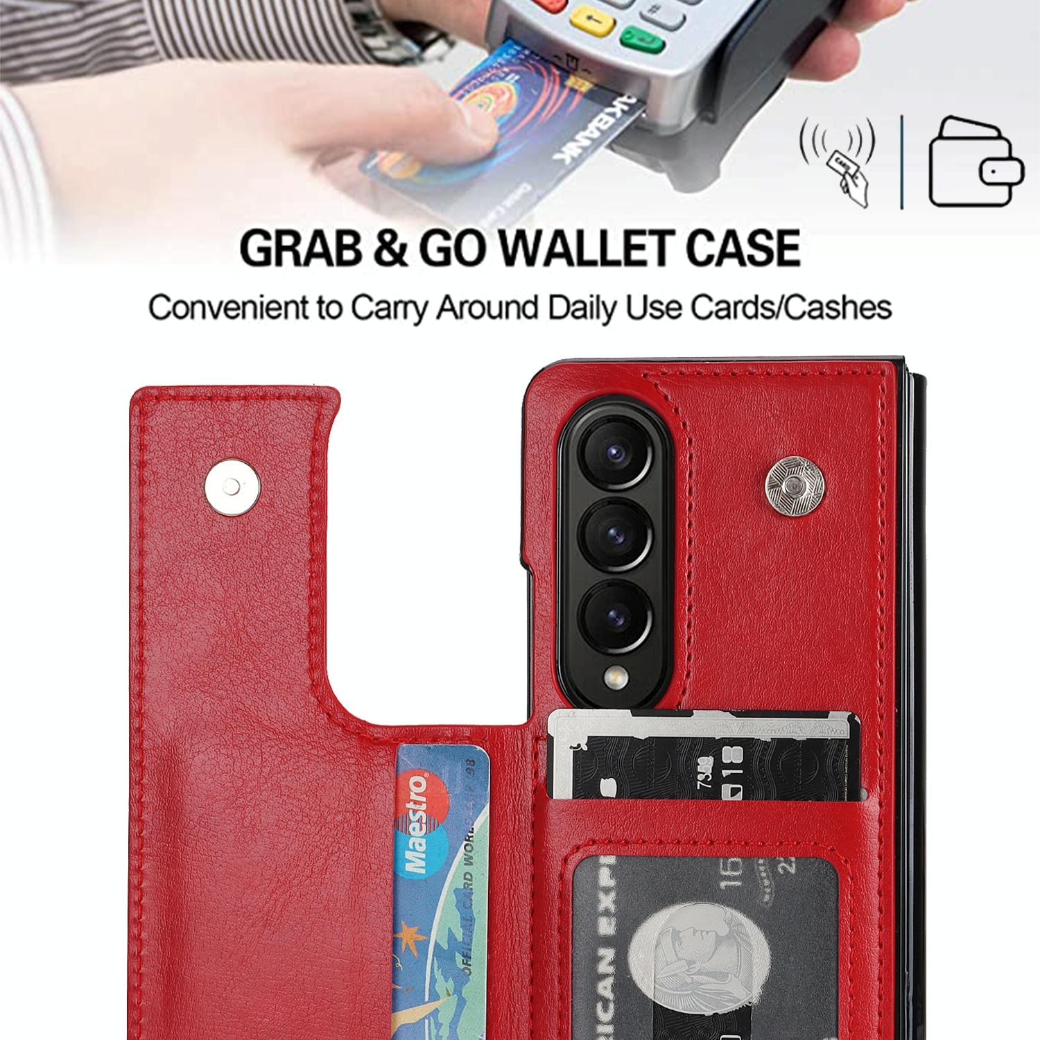 For Samsung Galaxy Z Fold4 5G Double Buckle Foldable Phone Case With Pen Slot - Purple 7