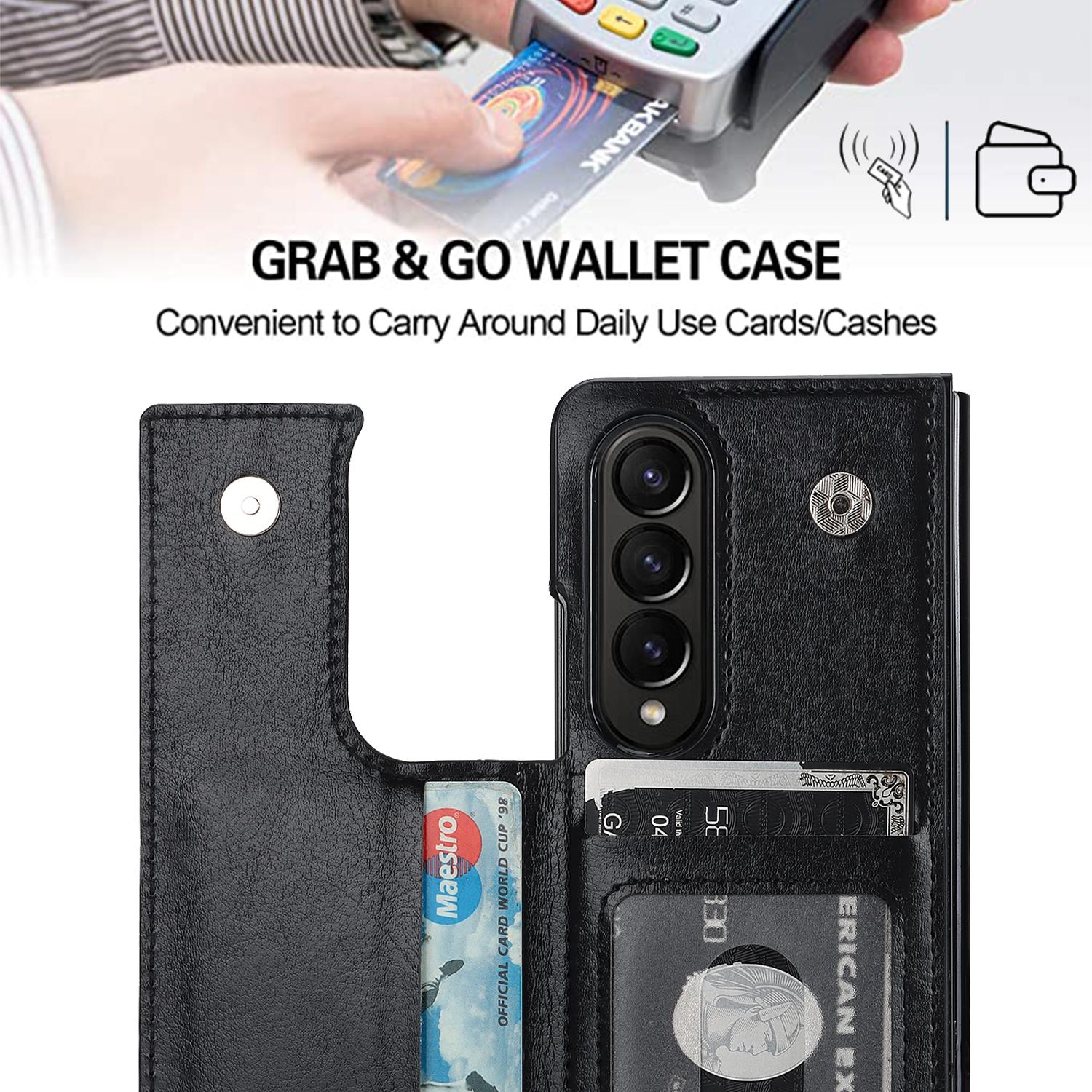 For Samsung Galaxy Z Fold4 5G Double Buckle Foldable Phone Case With Pen Slot - Purple 12